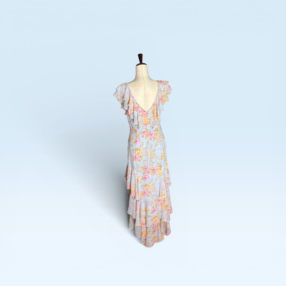 🌸🌸🌸 WAYF Dress Where Are You From Blue Chiffon Floral Maxi Dress Size Med and XS - Picture 2 of 12